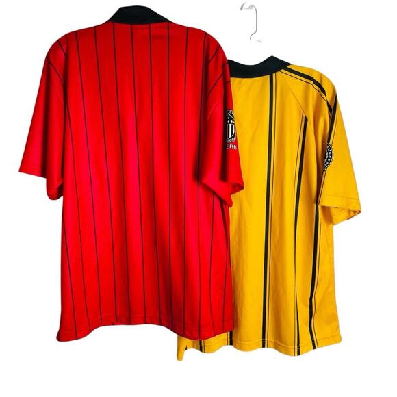 Official Sports Soccer Referee Jerseys (2) Size L Red Yellow Stripe 2004 Patch - Picture 2 of 13